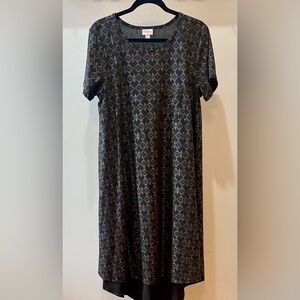 LuLaRoe Carly Lg Black Dress with Gold Accents HighEUC